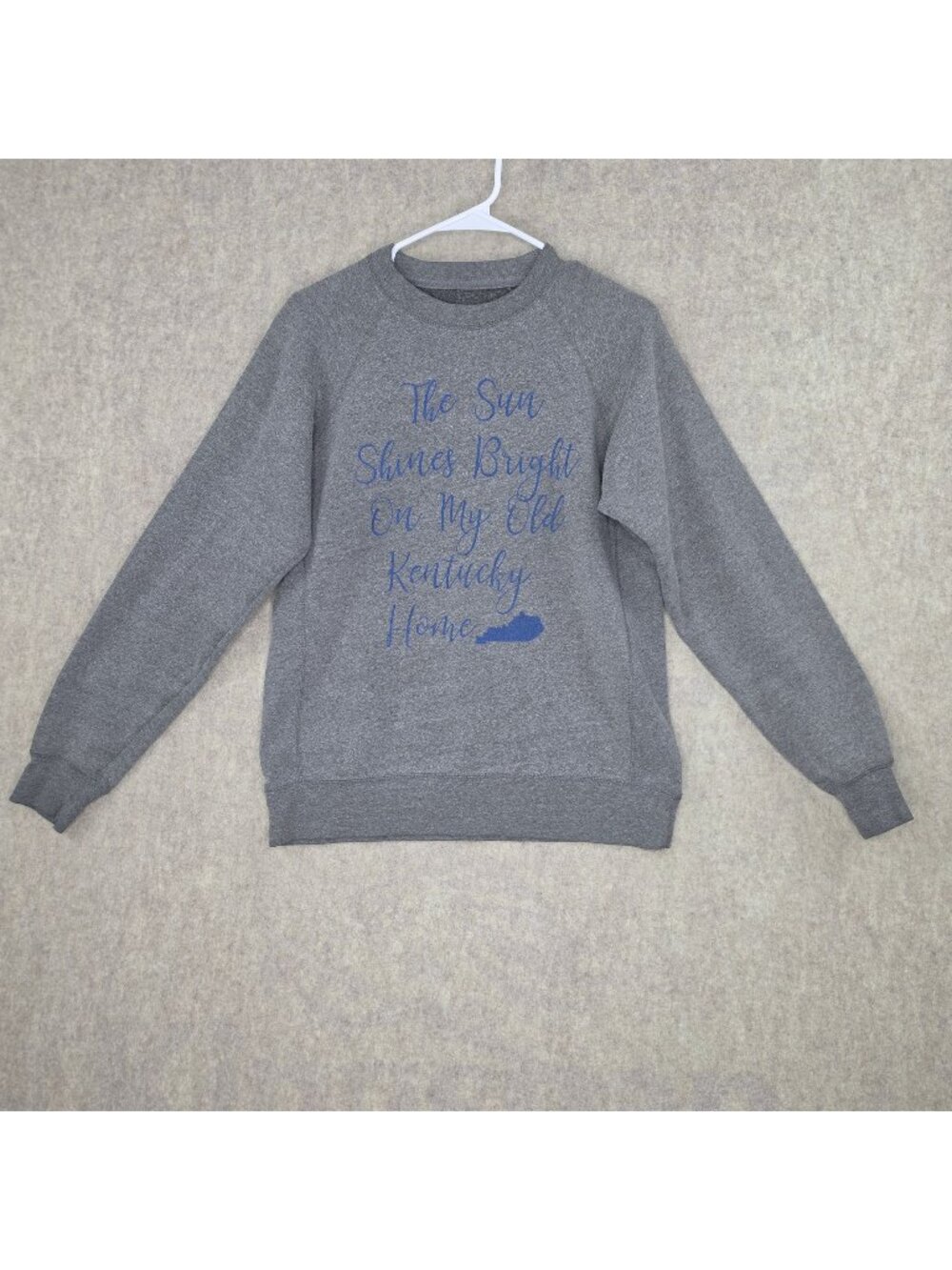 Gray Unisex Crewneck Sweatshirt Kentucky Home Graphic Medium Cotton Polyester
